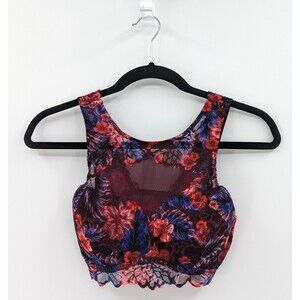 Victoria's Secret PINK Bralette Women's S Purple Floral Lace Pullover